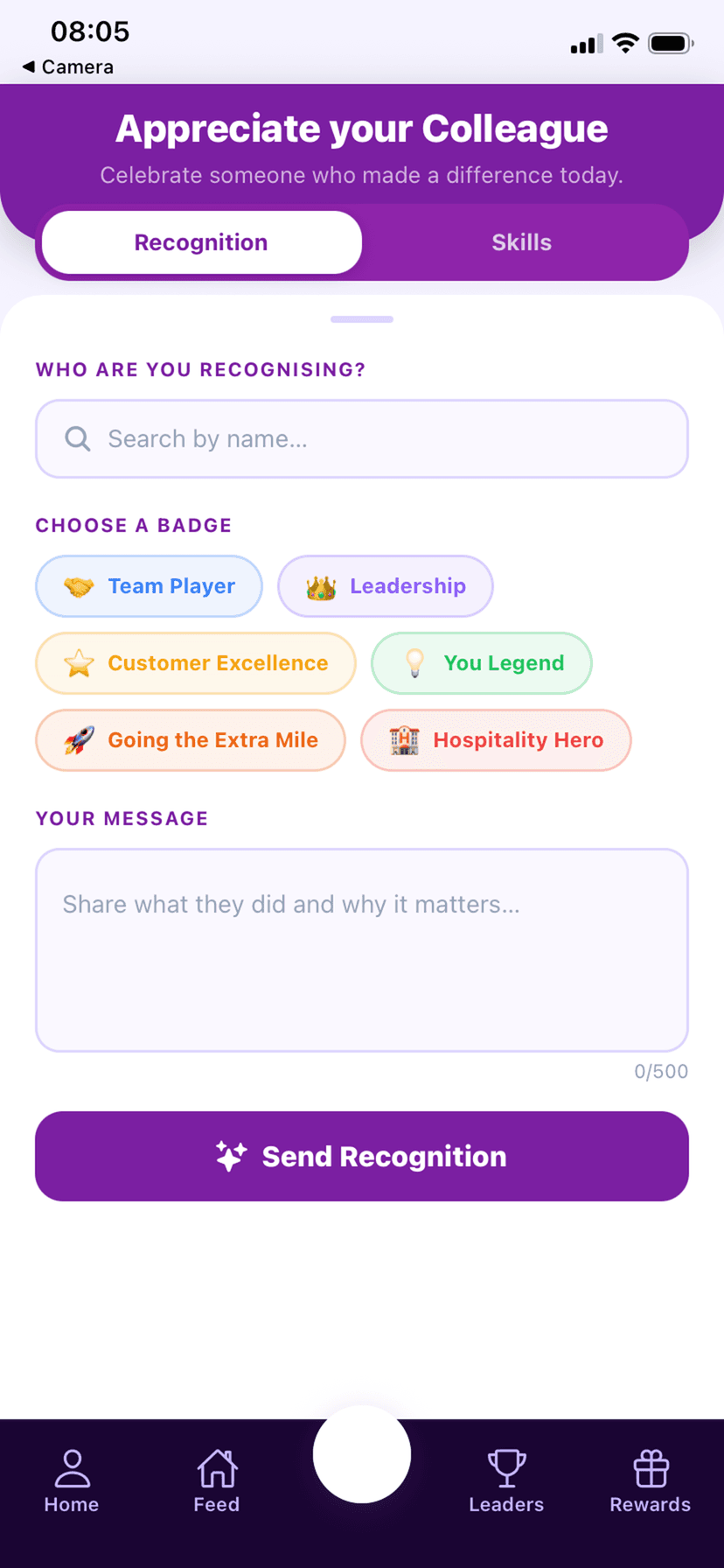 Send recognition